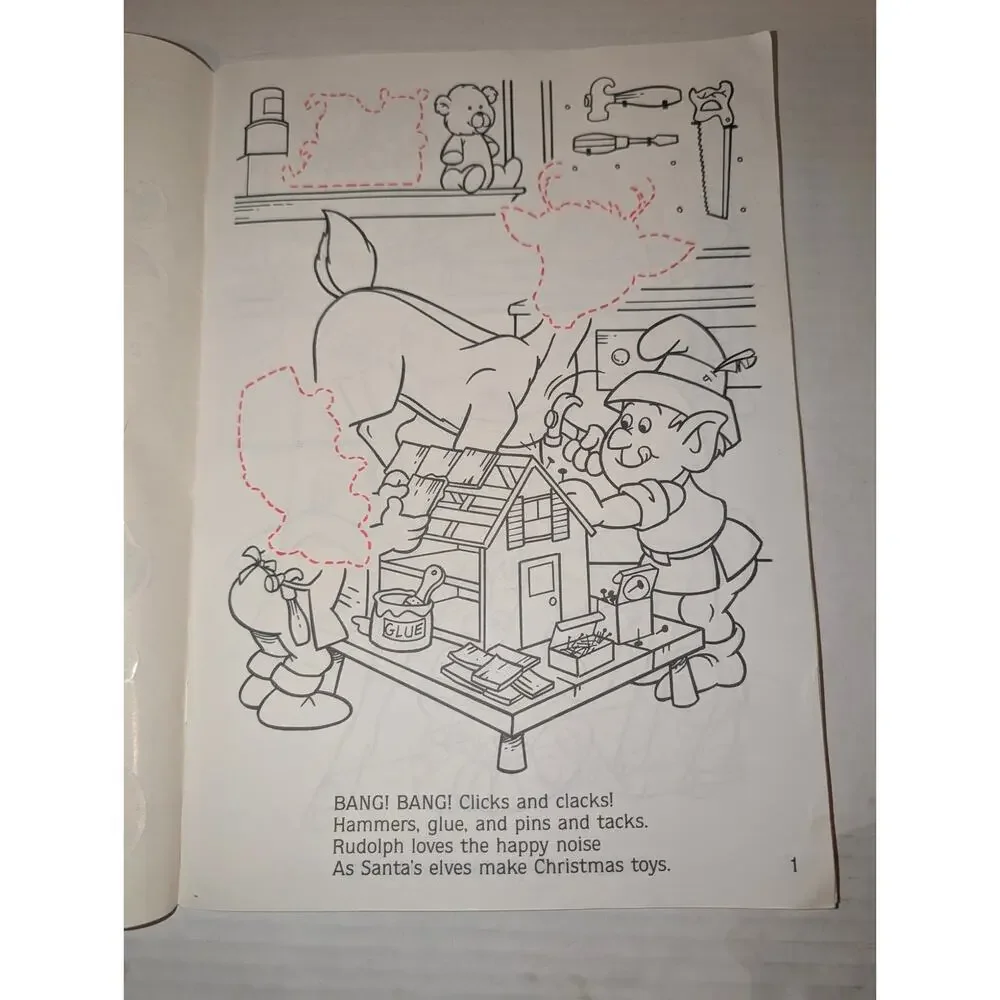 Original Sticker Fun Book Rudolph The Red Nosed Reindeer Unused Golden Christmas